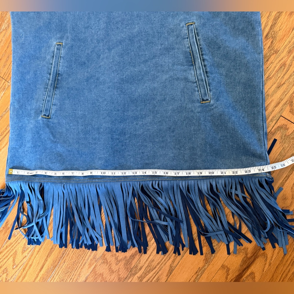 NWT Stylewe Denim Fringe Mock Neck Tunic Dress - Medium - Picture 9 of 16